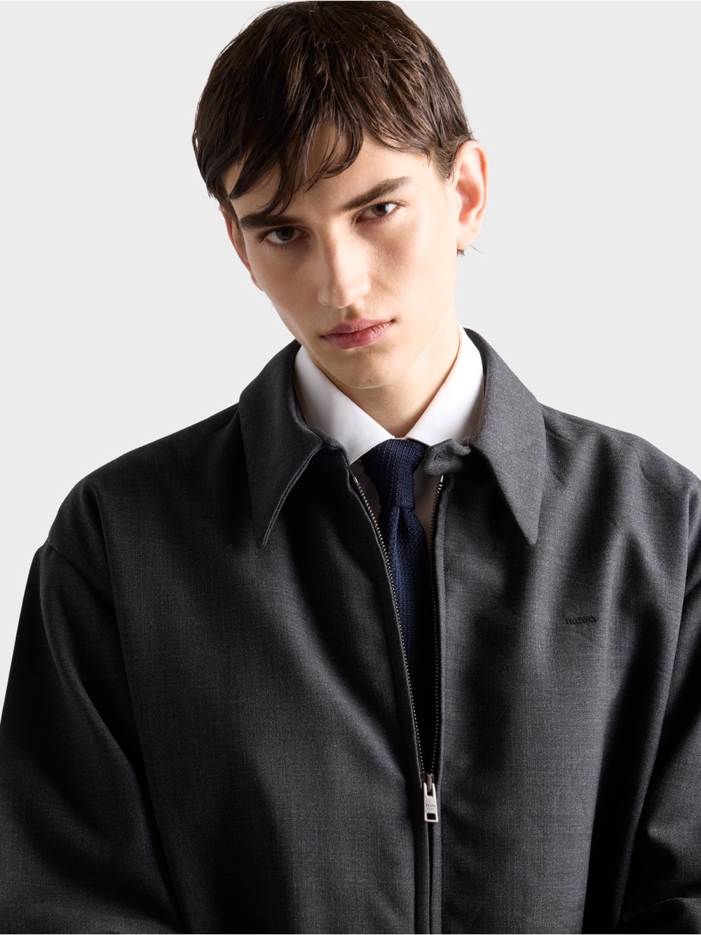 Prada Anthracite Gray Wool Blouson Jacket